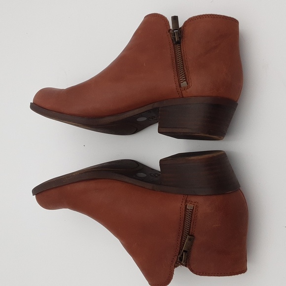 Lucky Brand Ankle Booties Leather Brown 9M Casual Office Vacation Y2K Festival - Picture 8 of 13